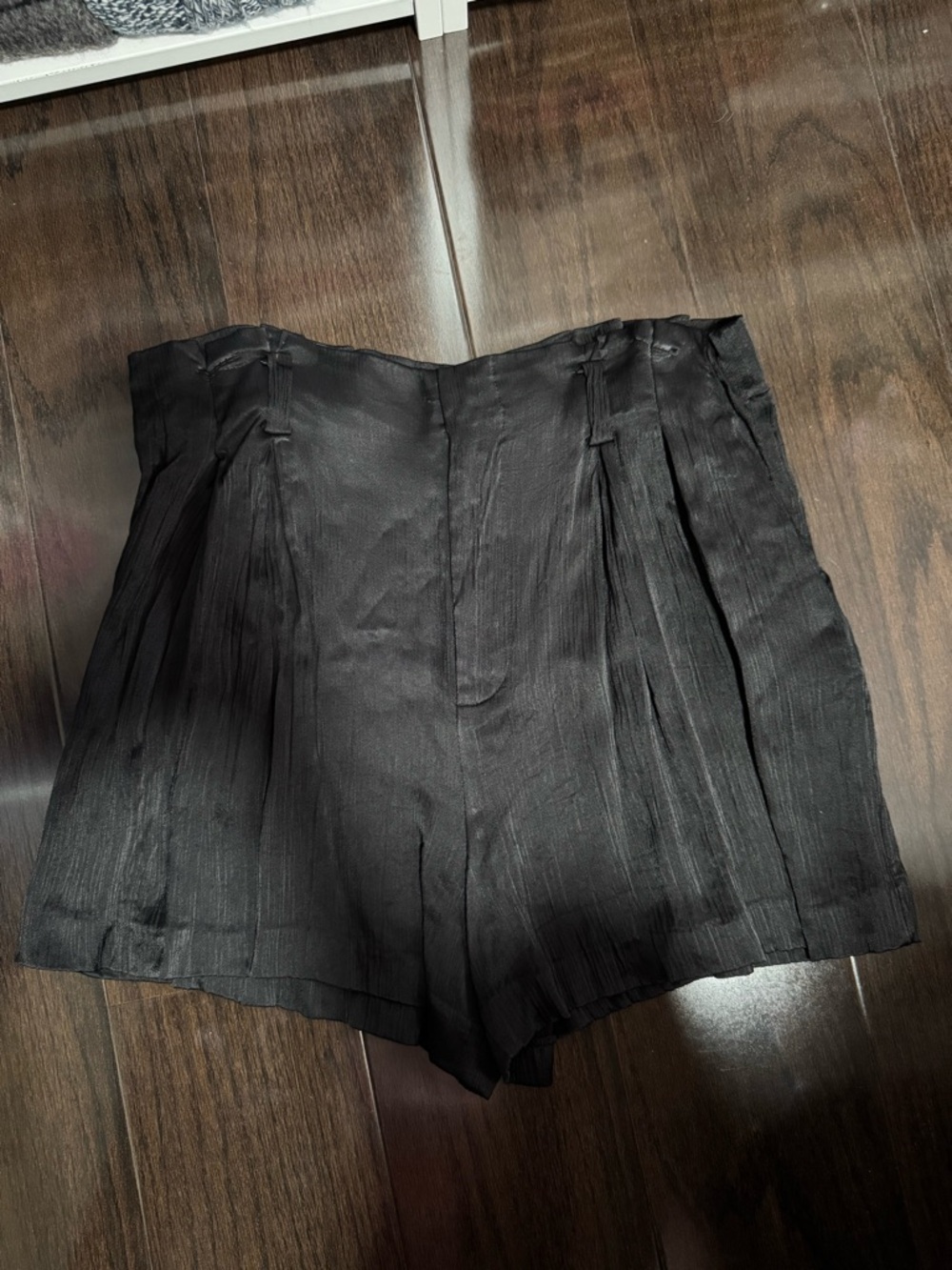 High-Waisted Black Satin Women’s Shorts